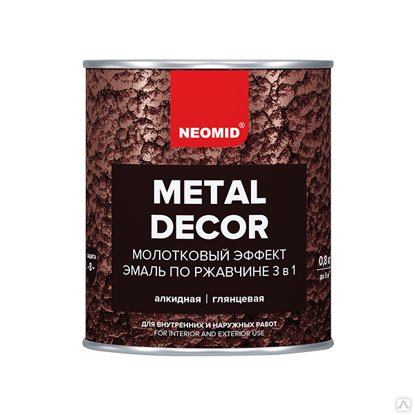 Эмаль NEOMID 3 в 1 с молотковым эффектом шоколад, коричневый, 0,8 кг 1