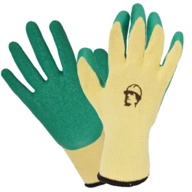 Перчатки трикотажные с рельефным латексным покрытием, желтый/зеленый