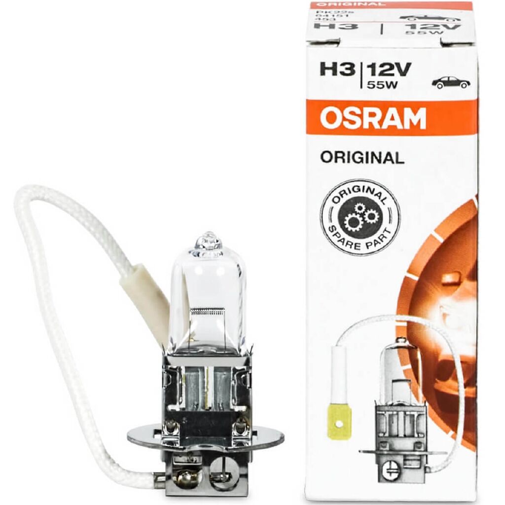 Лампа фары галогеновая Н3 12В-55 OSRAM (Германия) 64151, цена в Челябинске  от компании ТОРГОВЫЙ ДОМ ТЕМП АВТО