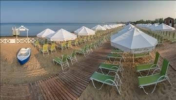Зонт пляжный круглый диаметром 4 м блочного сложения для кафе, пляжа, ресторана