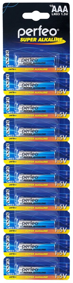 Батарейка Perfeo Super Alkaline R03, SH-10, цена за 10 штук
